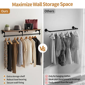 Luxspire wall-mounted clothes rack top shelf detail for hats and bags
