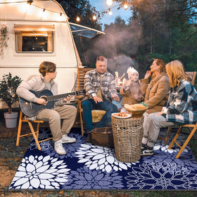 LuxStep Outdoor Rug plastic straw texture in blue, ideal for casual outdoor decor.