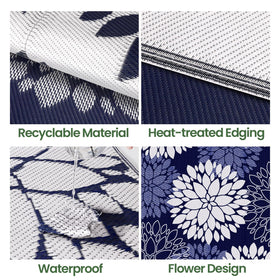 LuxStep Outdoor Rug reinforced edges enhance durability for frequent outdoor use.
