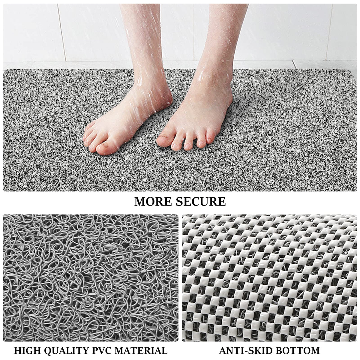 LuxStep shower mat quick-dry design reduces water pooling.