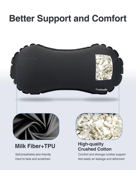 Luxtude lumbar pillow rolls into a compact storage form