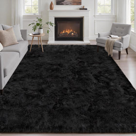 Luxturiy fluffy 5x7 rug in living room offers plush comfort underfoot for relaxing spaces.