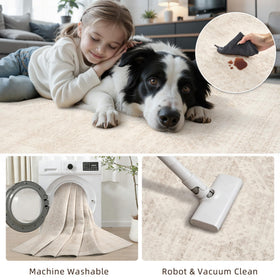 Luxturiy pet and kid-friendly rug withstands daily play.