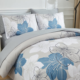Luxudecor 7-piece bed-in-a-bag laid out, showing full bedding configuration.