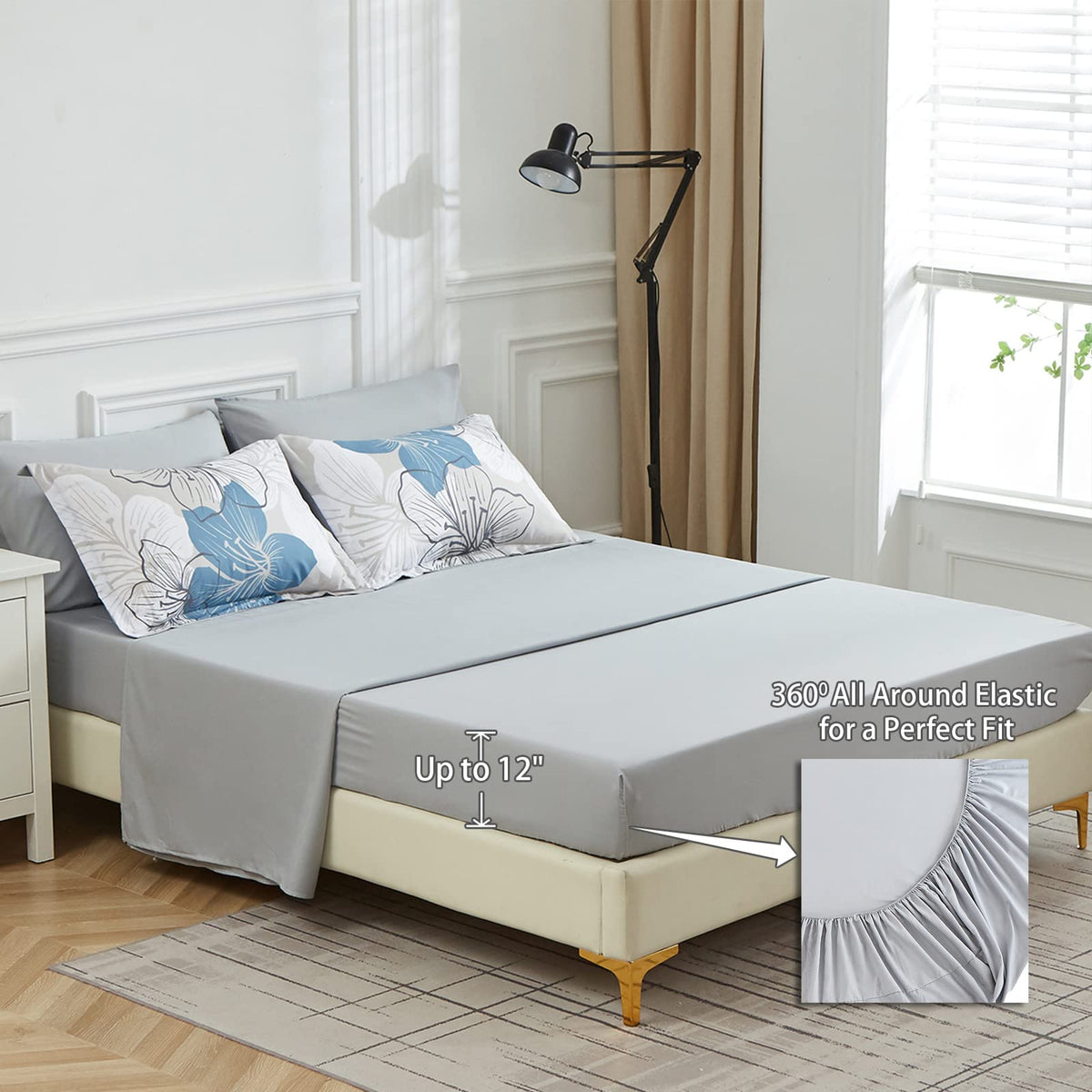 Luxudecor fitted sheet pocket detail demonstrates a secure 12-inch fit.