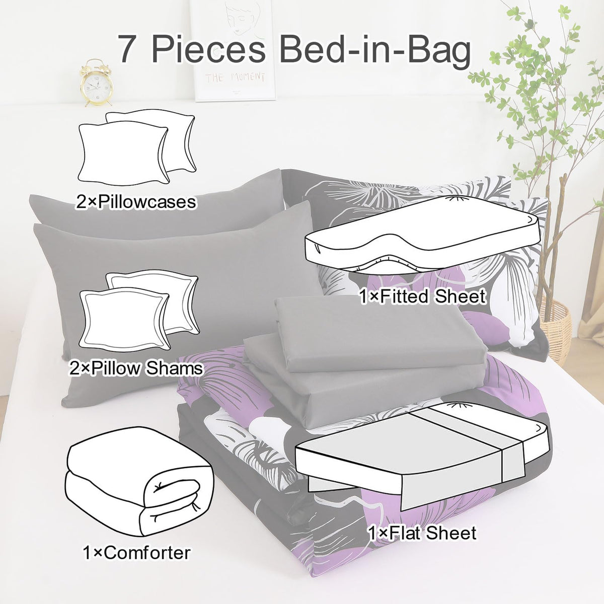 Luxudecor standard pillowcases 20x30 complete the bedding set.