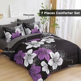 Luxudecor purple floral reversible design offers two stylish looks.