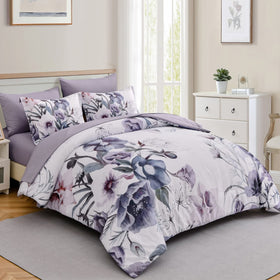 Luxudecor purple flower pillow shams complement the set and protect pillows