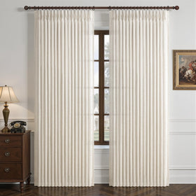 LuxuNap pinch pleated curtains in cream ivory showcase elegant drape for living rooms.