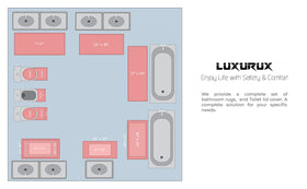 LuxUrux gray color complements modern bathroom decor.