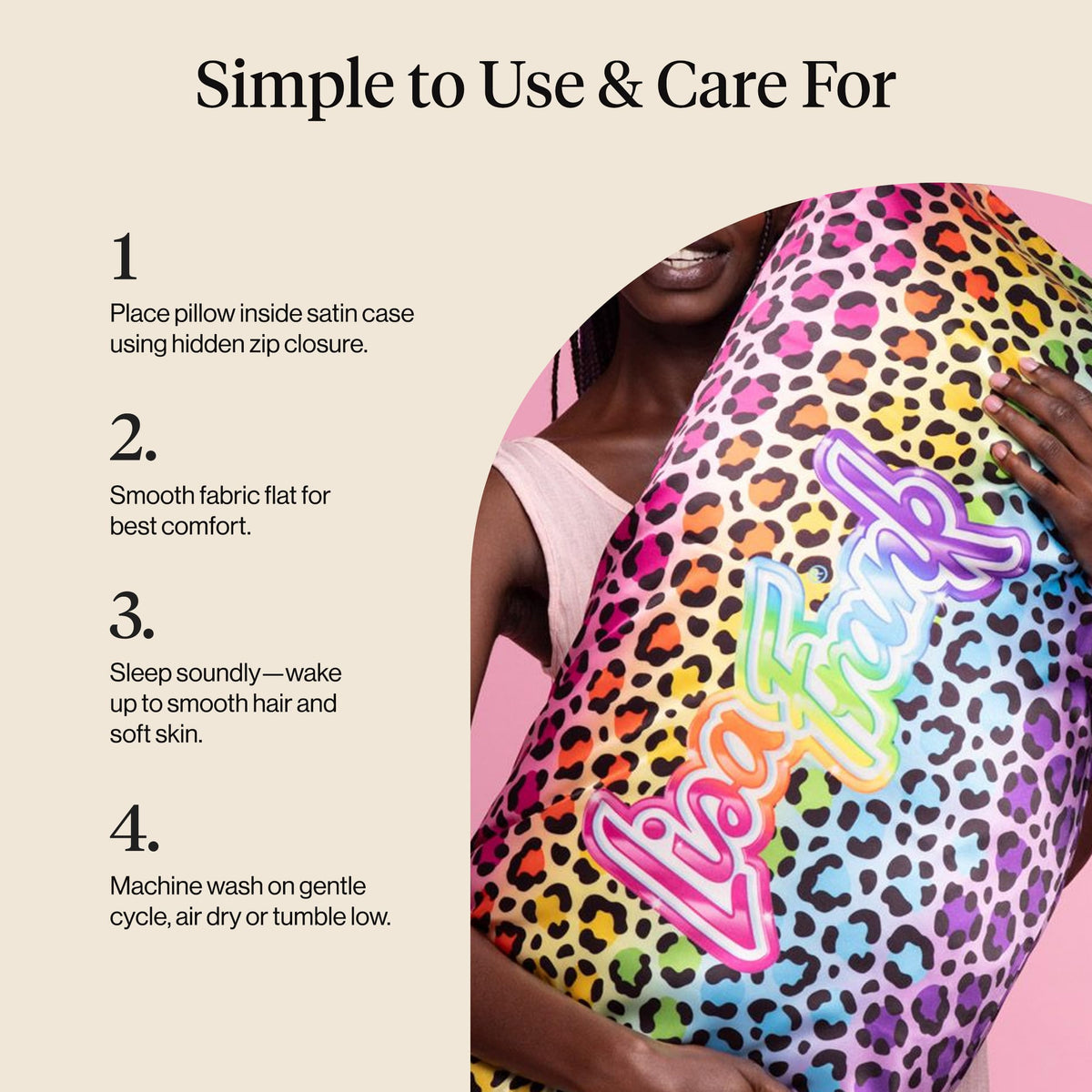 Kitsch luxury satin pillowcase with silk-like feel reduces frizz.