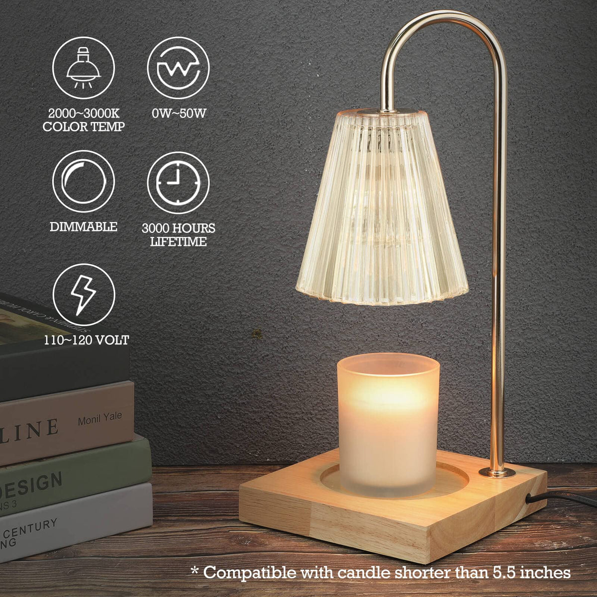 luzdiosa Candle Warmer Lamp wooden base supporting candles of various sizes