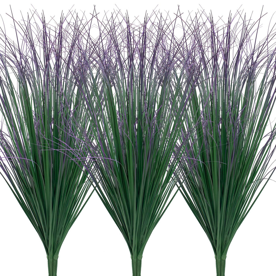 LUZOGA artificial grass plants 12-pack close view shows lush greenery for porches and patios