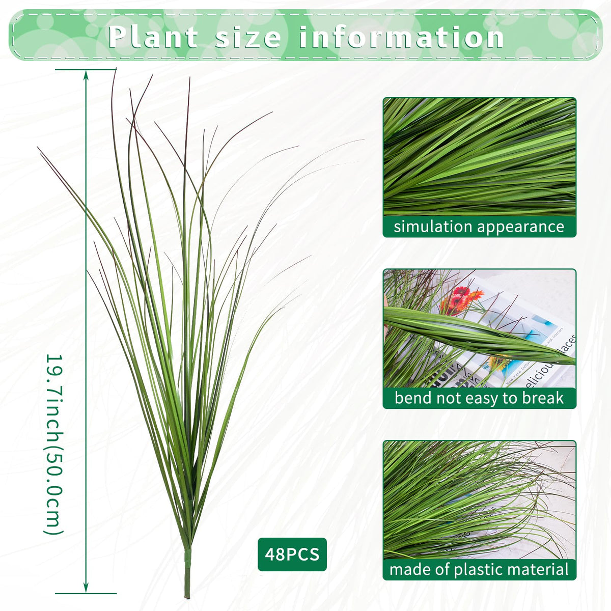 LUZOGA artificial grass plants green onion grass stems ideal for indoor outdoor decor.