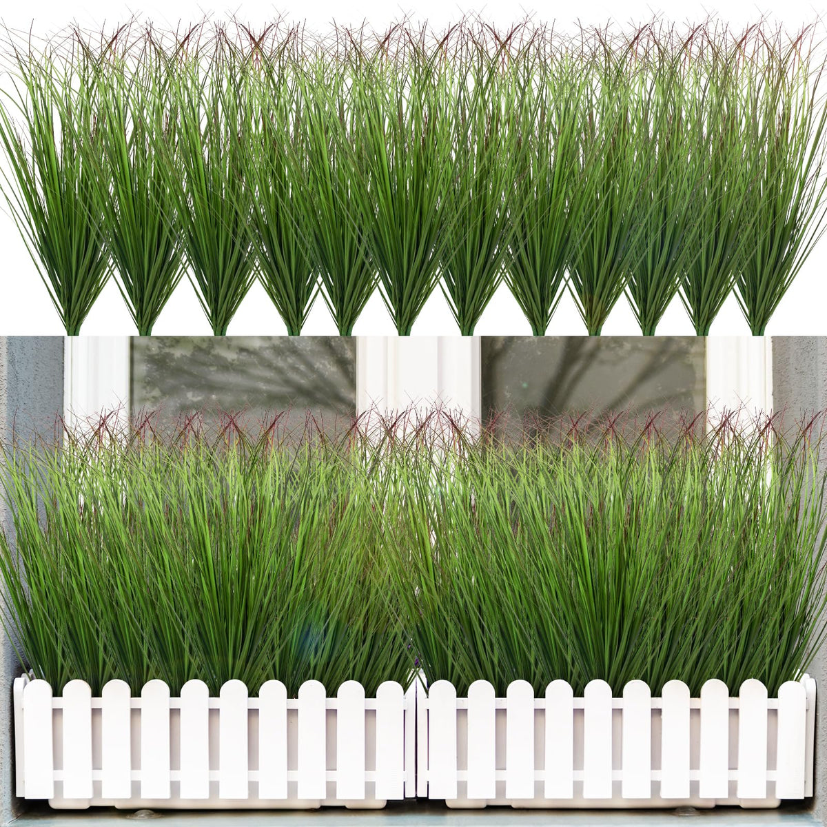 LUZOGA artificial grass plants outdoors tall stems for vibrant, low-maintenance greenery