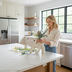 Lvases Boho living room vase Milky White enhances shelves and tables.