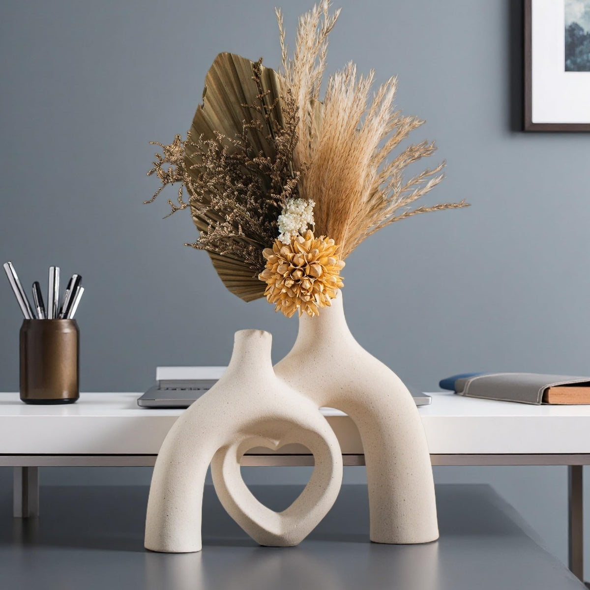 Lvases Ceramic Vase Milky White ideal for dried florals and pampas grass.