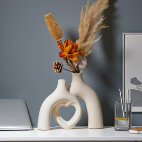 Lvases Modern Ceramic Vase Milky White 10.5 by 9 inches for minimalist decor.