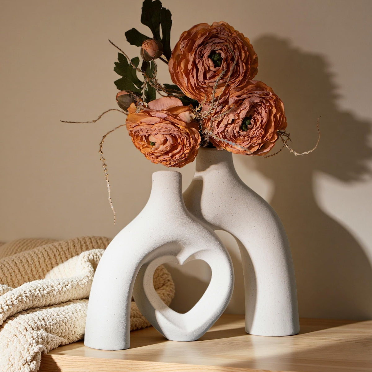 Lvases Snuggle Heart Vase Milky White detailed focal point for shelves.