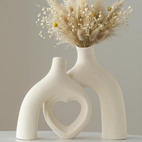 Lvases Snuggle Heart Vase Milky White front view for romantic centerpieces.