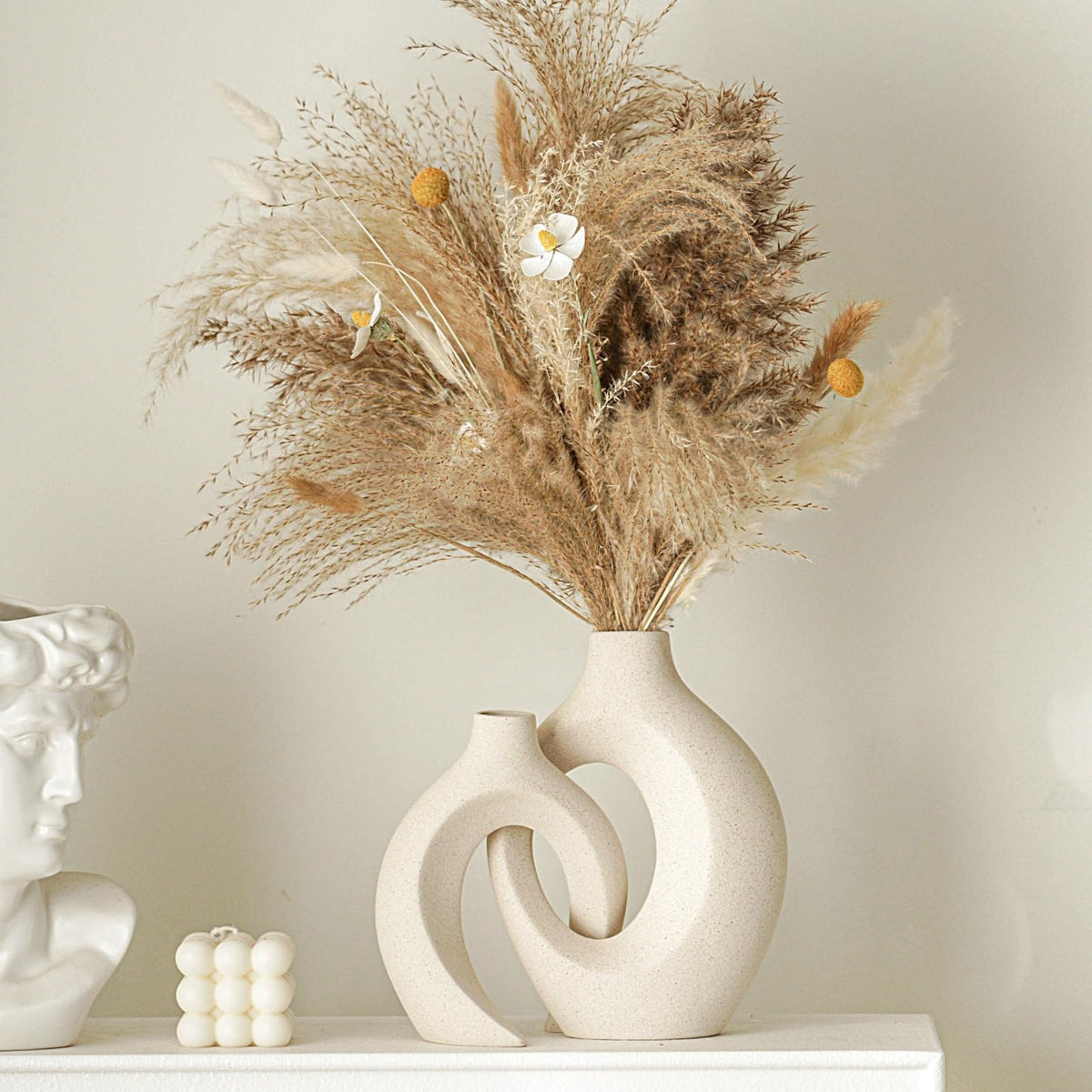 Lvases Snuggle Hollow ceramic vase showing matte texture and tactile depth