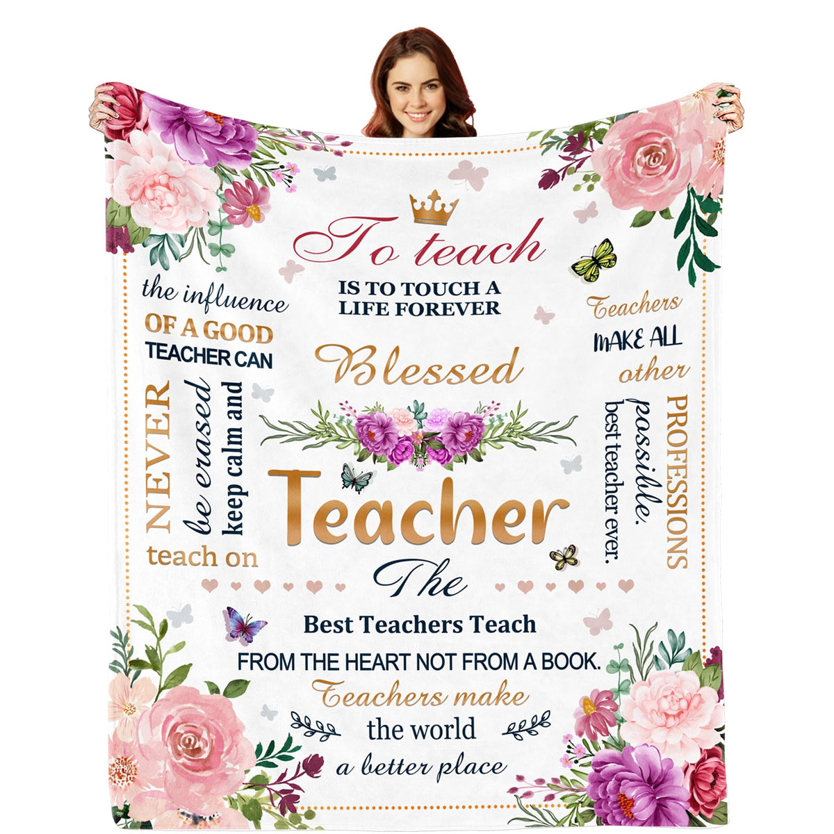 Lviliss Teacher Blanket 60x50 front HD print, vibrant gift-ready look.