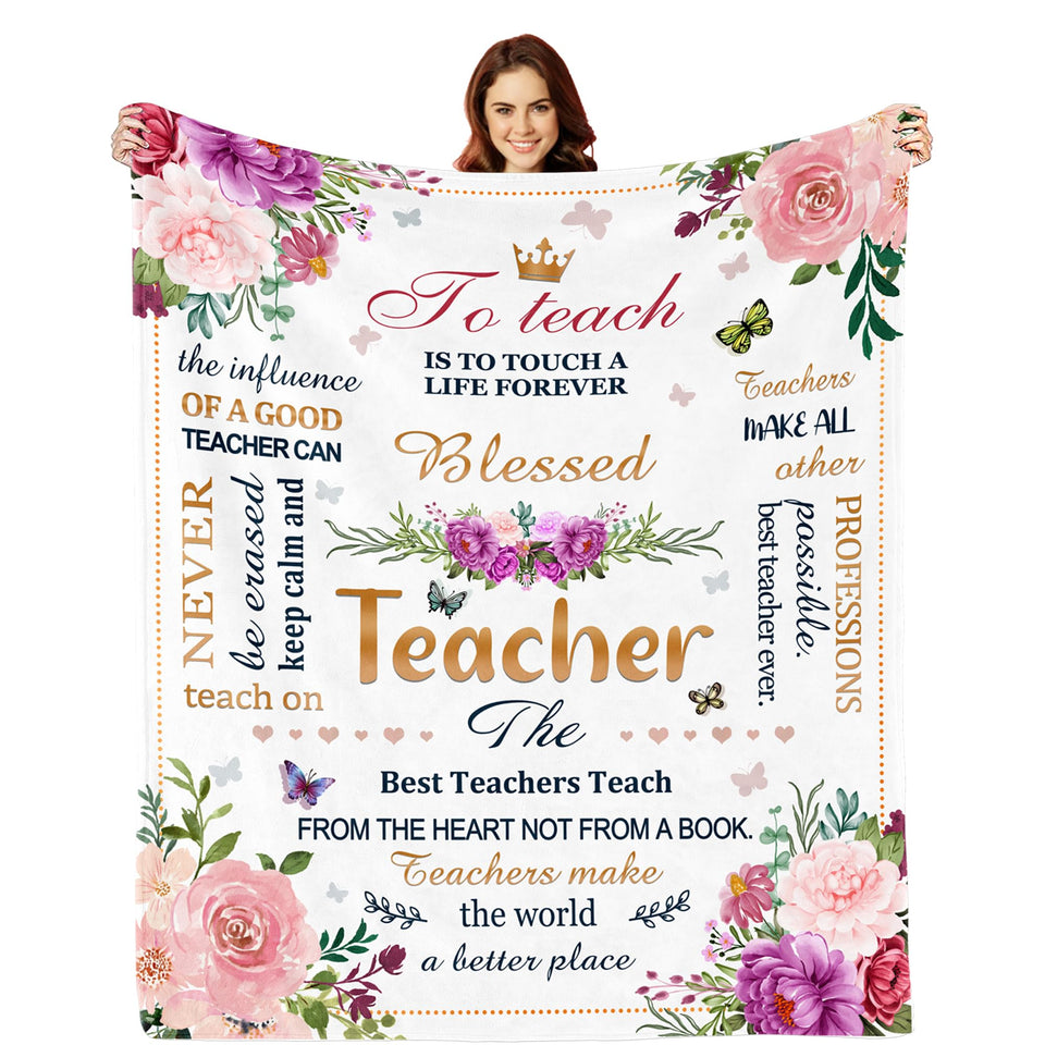 Lviliss Teacher Blanket 60x50 front HD print, vibrant gift-ready look.