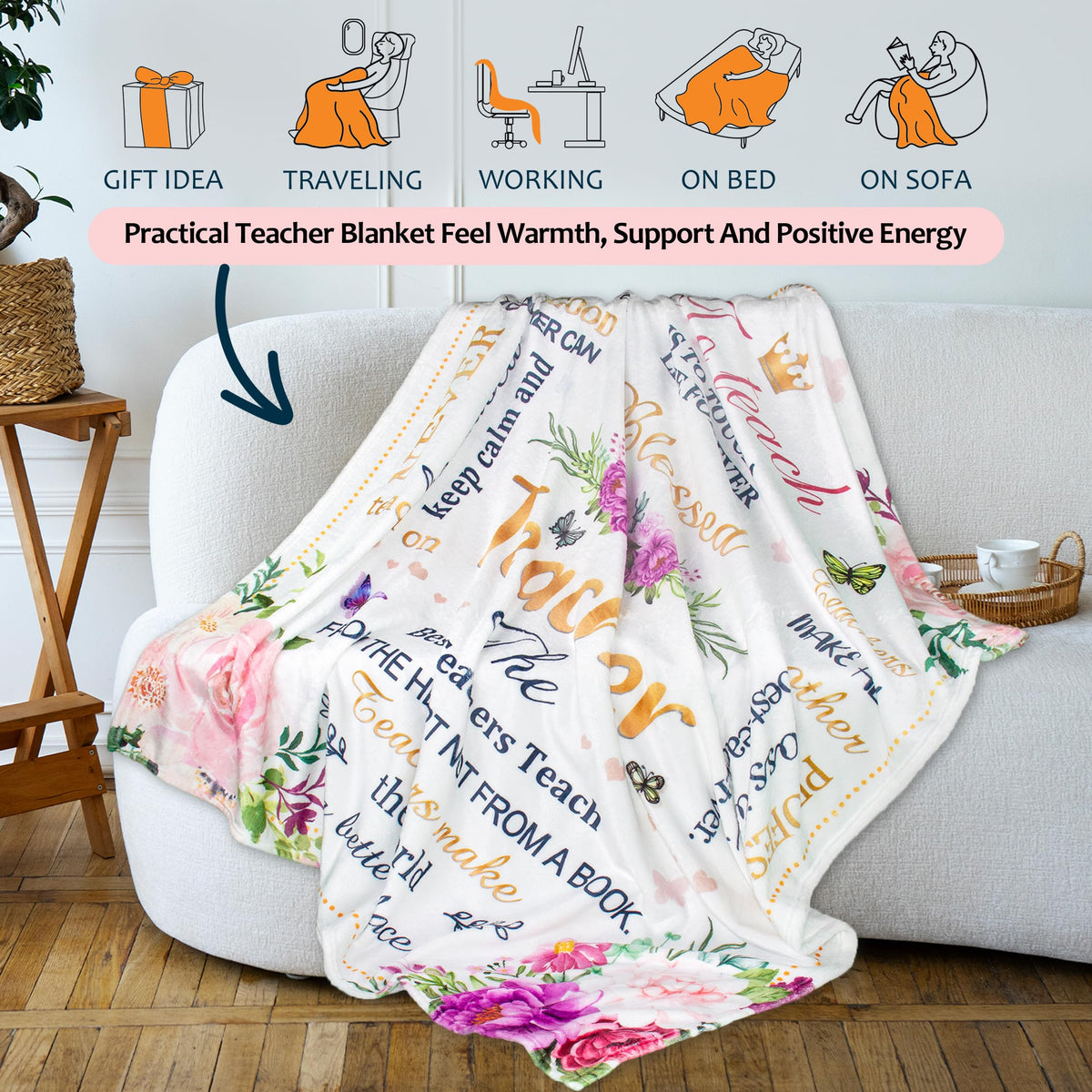 Lviliss Teacher Blanket 60x50 machine-wash care keeps softness.