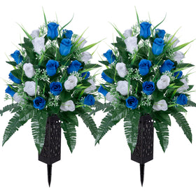 LVXINLI artificial cemetery flowers bouquet 2-set for long-lasting memorial display.