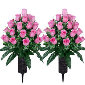 LVXINLI artificial cemetery flowers rose bouquet for graves with lasting color