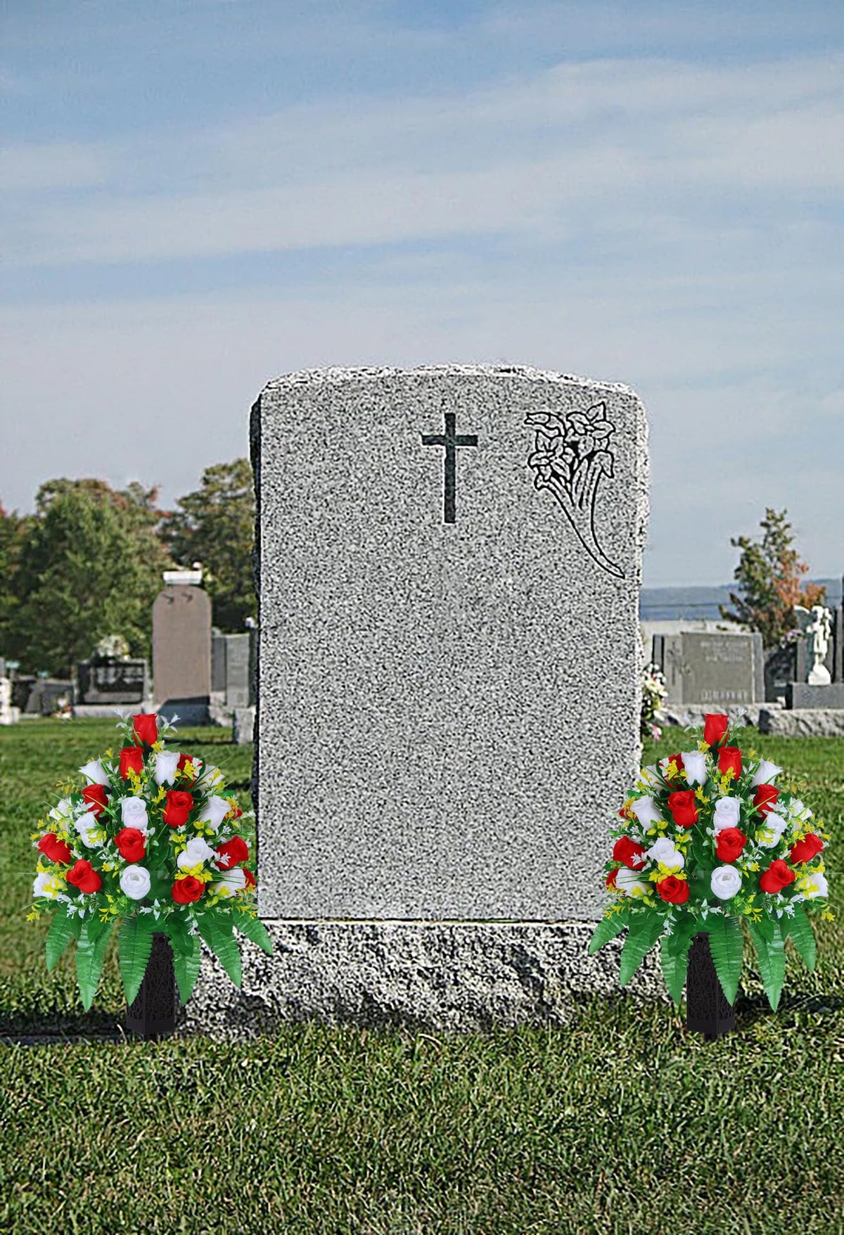 LVXINLI cemetery vase with foam for stable bouquet upright in rain