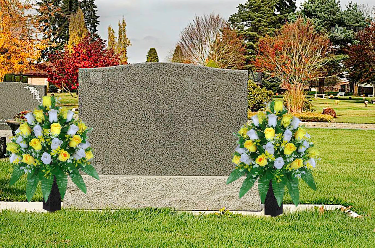 LVXINLI cemetery vase with foam support keeps bouquets upright in rain
