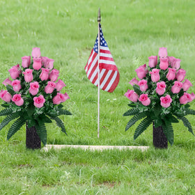 LVXINLI cemetery vase with drainage holes keeps stems upright in rain