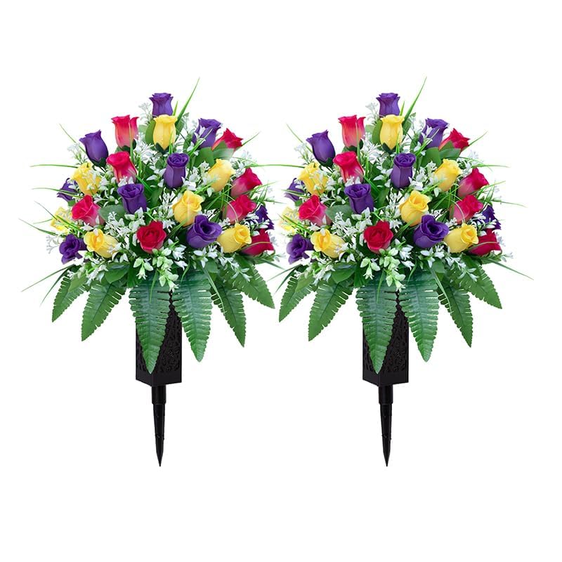 LVXINLI cemetery vases with long stems and foam for stable arrangements.