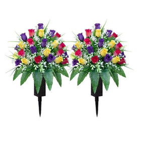 LVXINLI cemetery vases with long stems and foam for stable arrangements.
