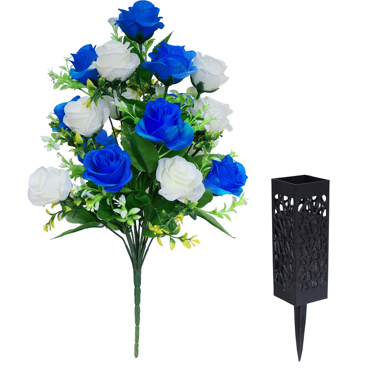 LVXINLI dark blue flowers with sturdy ground spikes to resist wind outdoors.