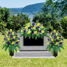 LVXINLI gravesite roses with vases; durable foam and drainage holes keep bouquets upright in rain.