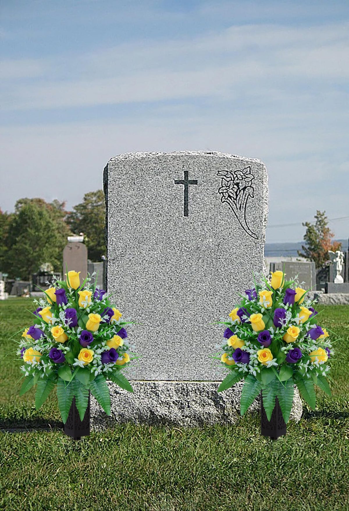 LVXINLI long-stem bouquets measure 18.5 inches for impactful memorial displays.