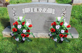 LVXINLI outdoor grave decor roses white and red with realistic look.