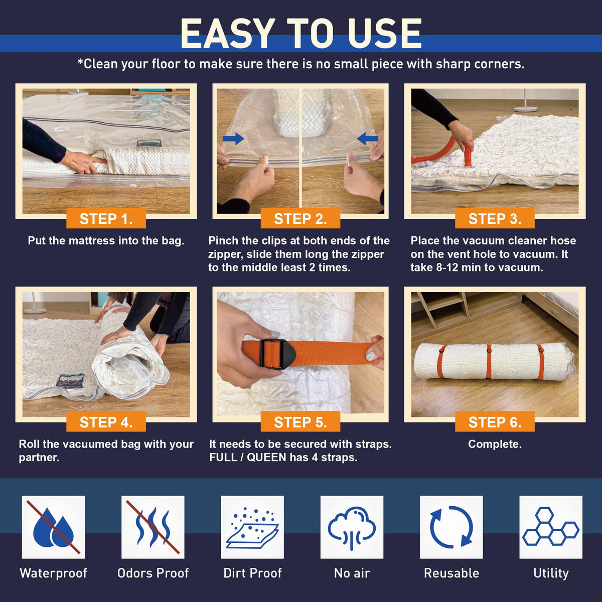 LVYSHOW bag with strap demonstrates easy moving and handling of a rolled mattress
