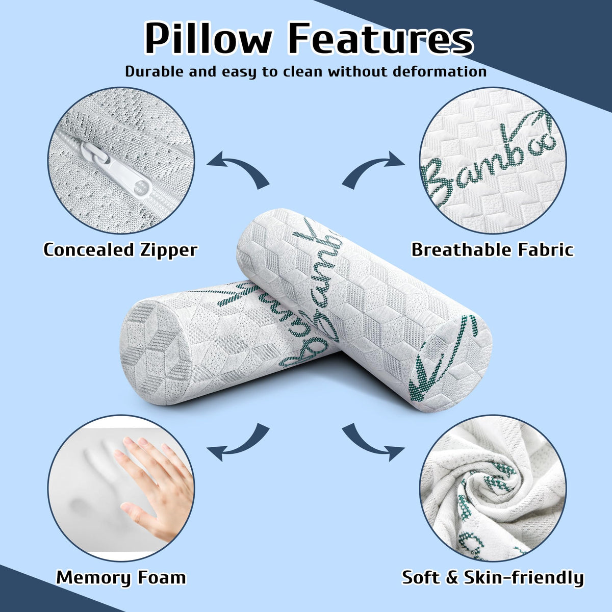 5 by 17 inch LVYSHOW cervical roll pillow fits varied sleeping positions