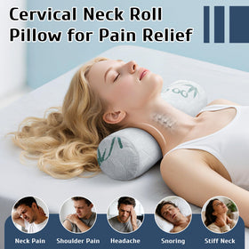 Close-up of LVYSHOW neck-support pillow showing soft fabric and hidden zipper