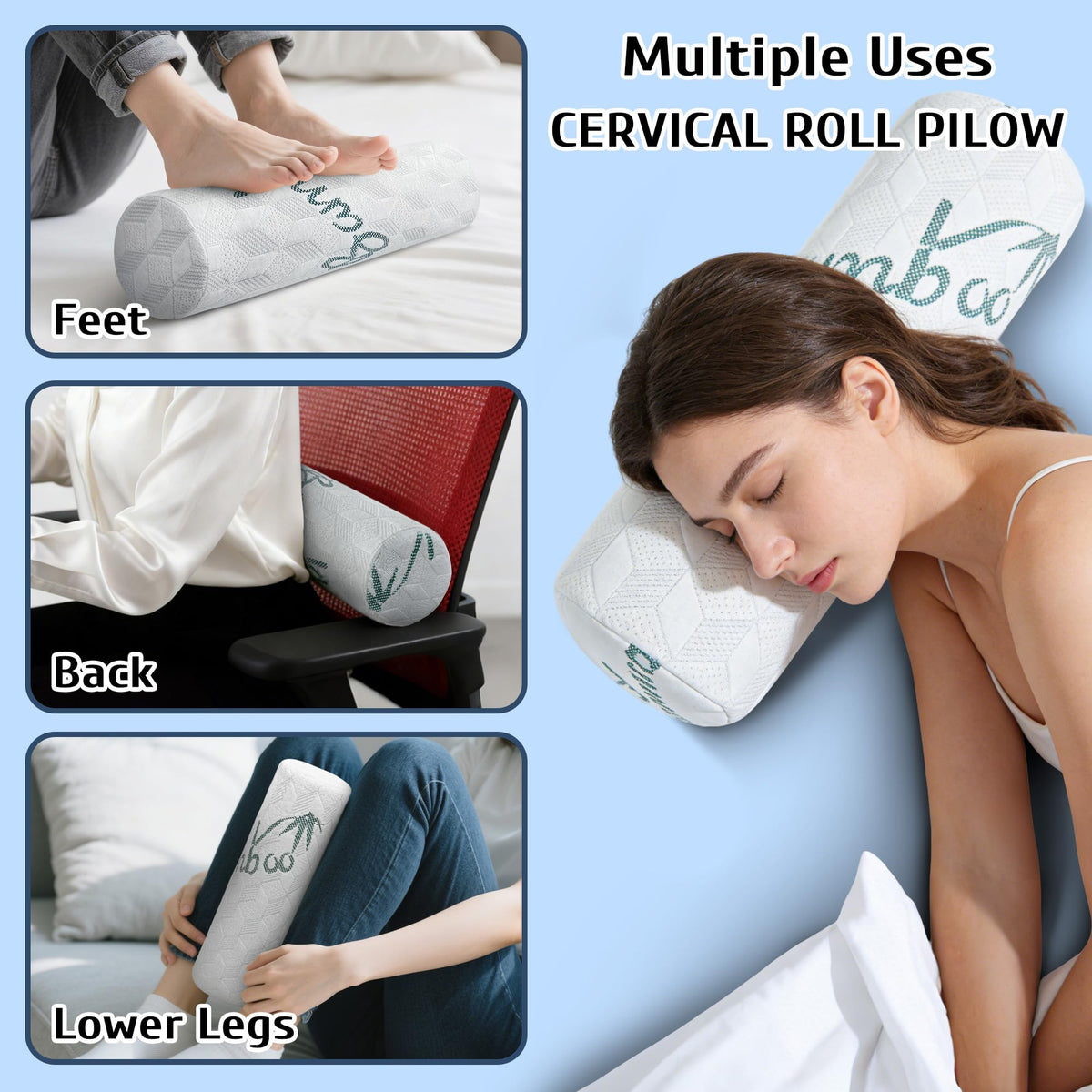 Washable cover keeps LVYSHOW cervical roll pillow fresh and clean