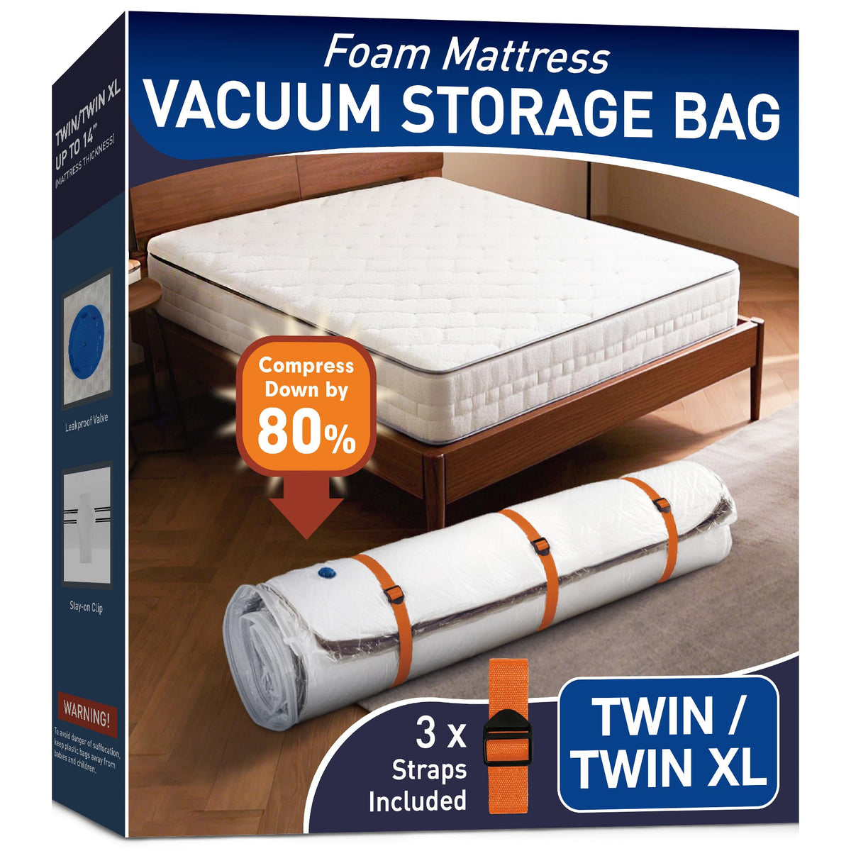 LVYSHOW mattress vacuum bag in use for compact storage of a twin mattress