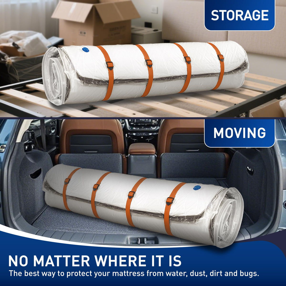 LVYSHOW durable bag protects mattress from moisture and punctures during storage.