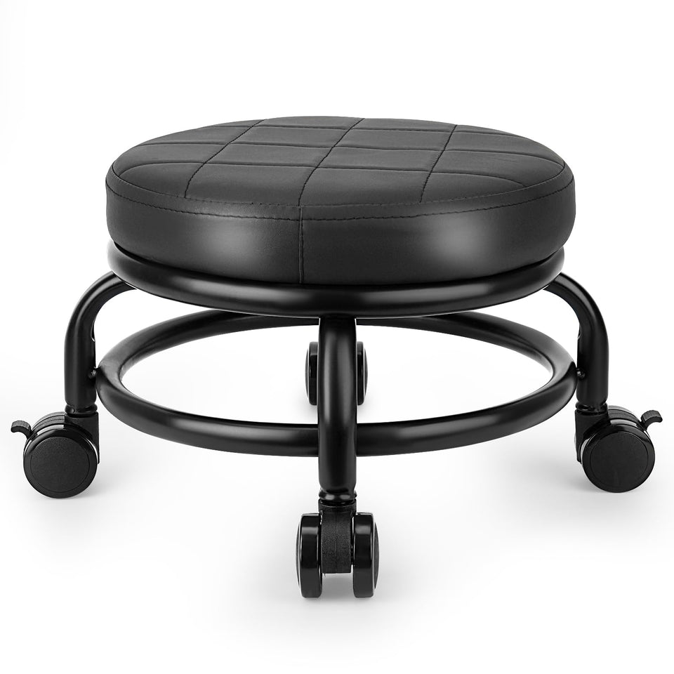 LWADALN low roller stool side view highlights compact height for kneeling tasks.