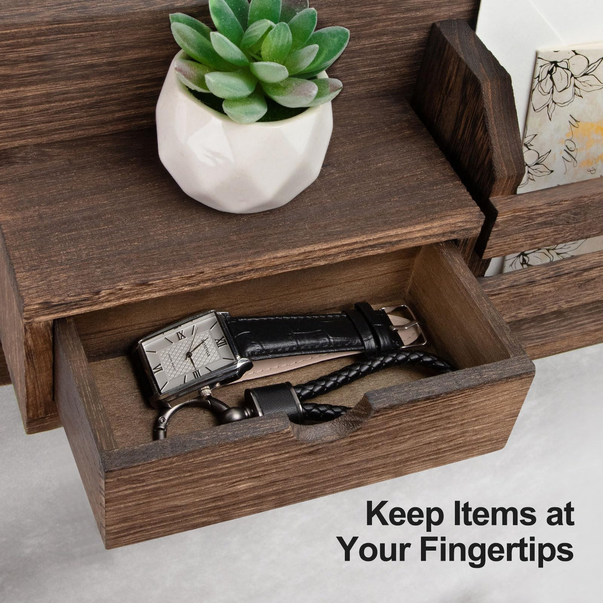 Lwenki entryway decor dimensions showcase space-efficient organization at 15.8x3.8x8.3 inches.
