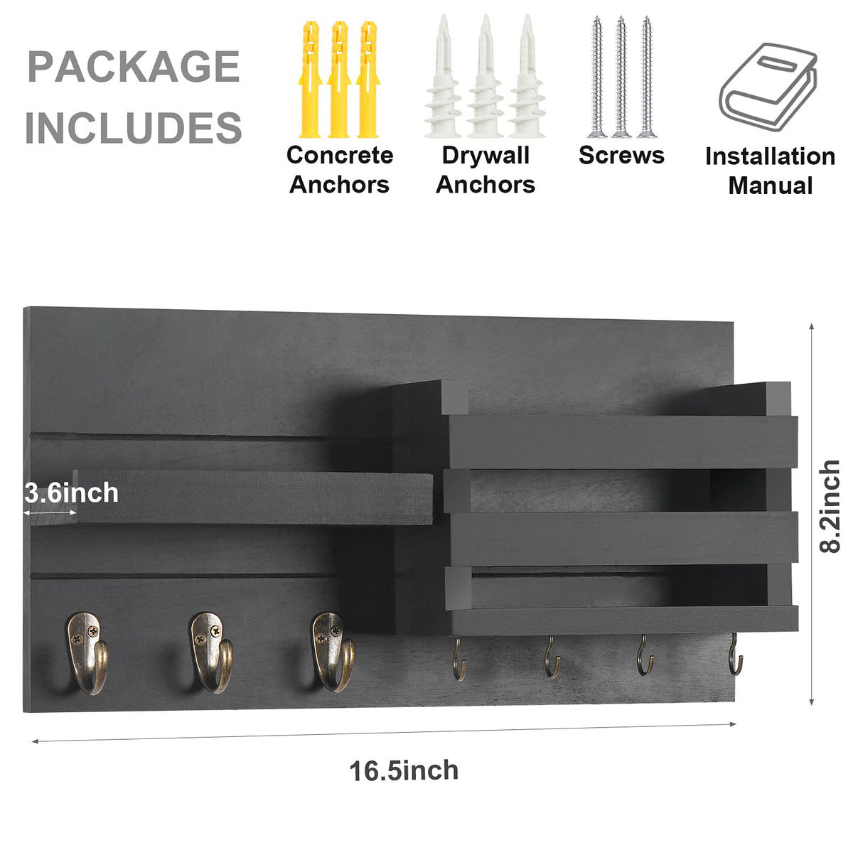 Lwenki flush-mount hardware for clean wall installation.