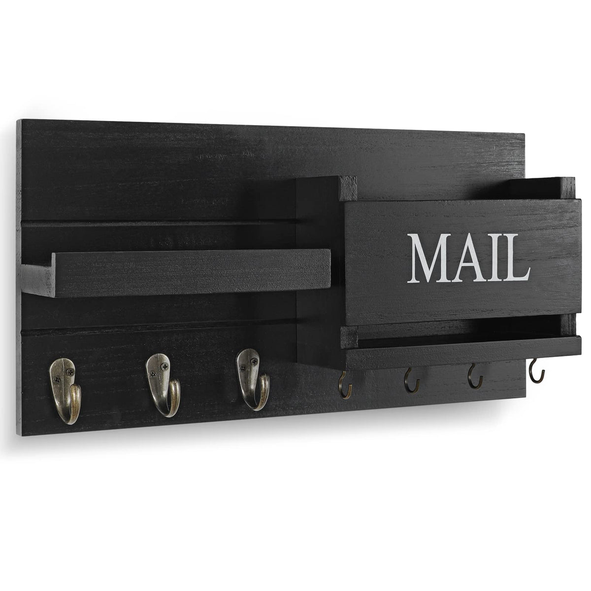 Lwenki key holder with shelf and hooks for easy entryway organization.