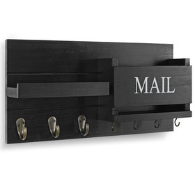 Lwenki key holder with shelf and hooks for easy entryway organization.